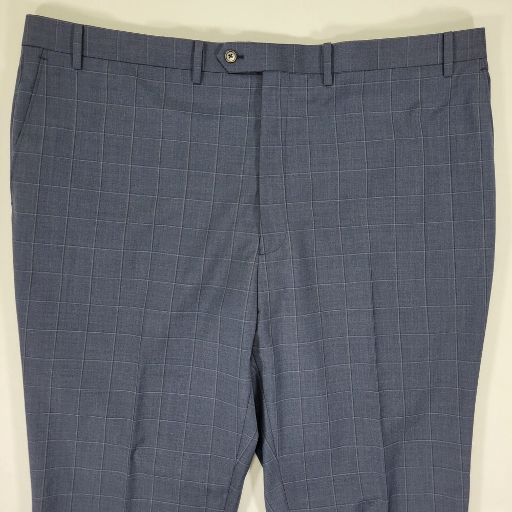 Ralph Lauren Mens Pants Flat Front Navy Plaid Poly Wool Size 44 / UNFINISHED - Picture 6 of 10